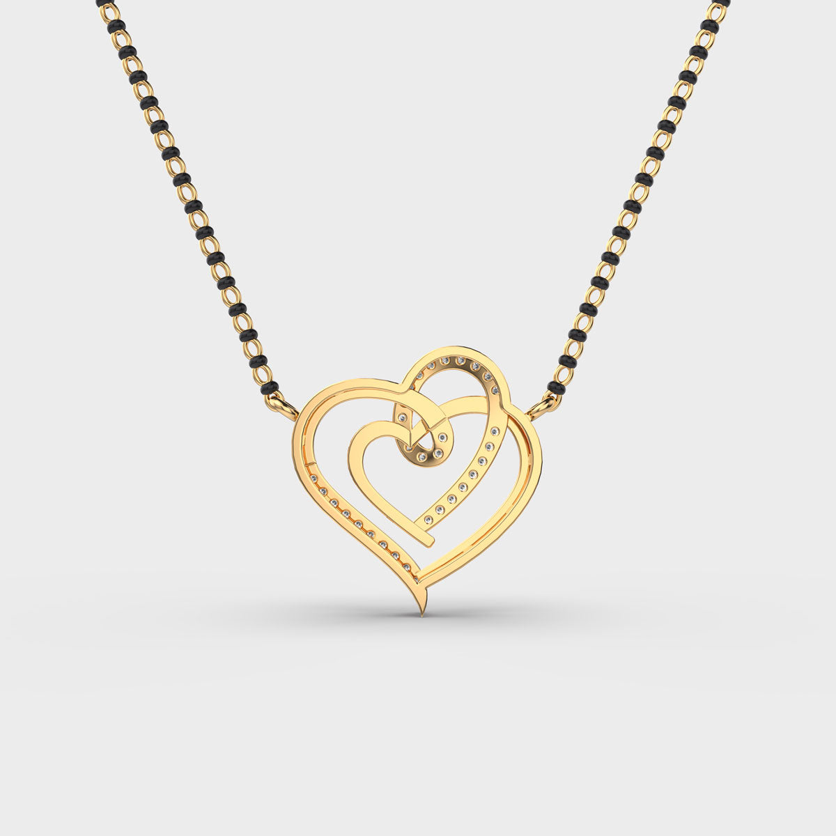 Connected Hearts Diamond Mangalsutra (Without Chain) - Koki Jewel