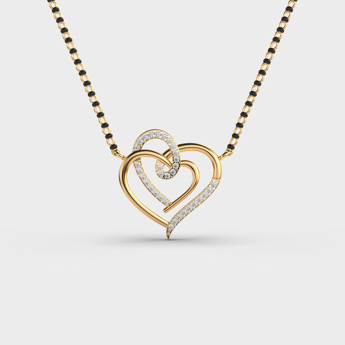 Connected Hearts Diamond Mangalsutra (Without Chain) - Koki Jewel