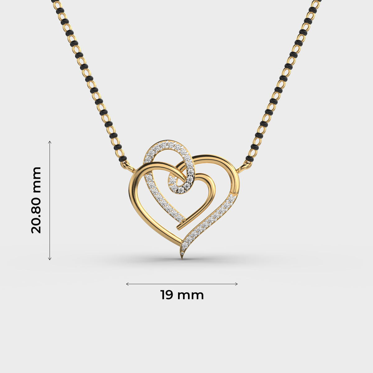 Connected Hearts Diamond Mangalsutra (Without Chain) - Koki Jewel